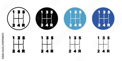 car manual shift lever icon Thin line art collection