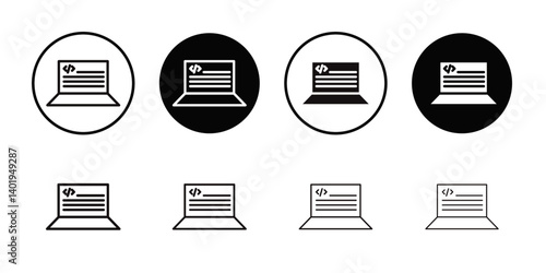 coding program icon Thin line art collection