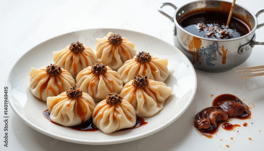 Dumpling preparation kitchen food photography clean background top-down view culinary art Dumpling preparation kitchen food photography clean background top-down view culinary art