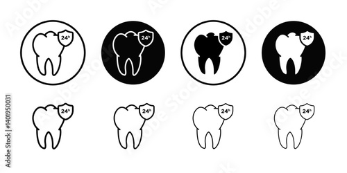 Dental Protection for 24 Hours icon Thin line art collection