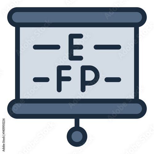eye exam filled line icon with snellen vision test board
