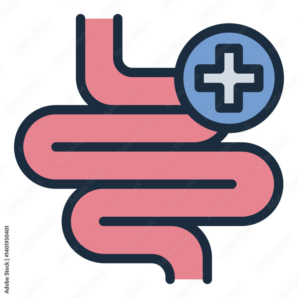 Obraz premium digestive health filled line icon for intestine checkup scan