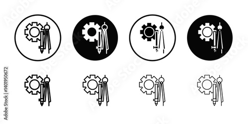engineering service icon Thin line art collection