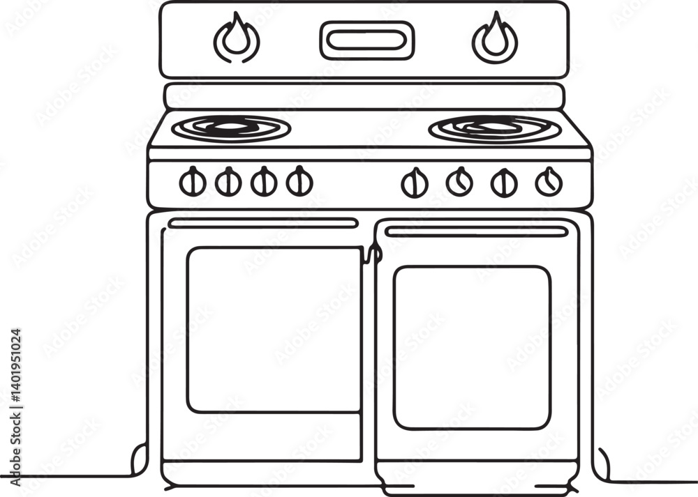 Minimalist Stove Line Drawing Vector Illustration Minimalist Stove Line Drawing Vector Illustration