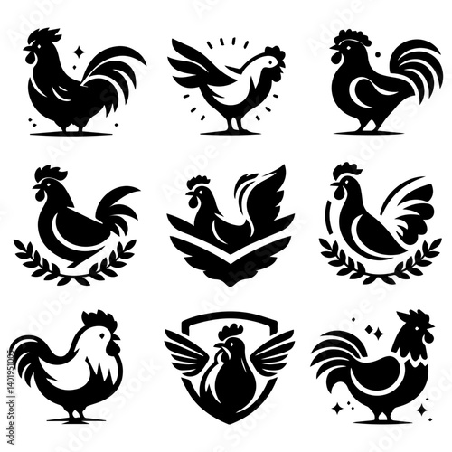 Lovely chicken silhouette collection for artistic adventures