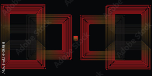 Black colour abstract background with red colour geometric glowing lines design background vector illustration. Degital futuristic technology,Luxury,graphic. Perfect for modern projects, business.