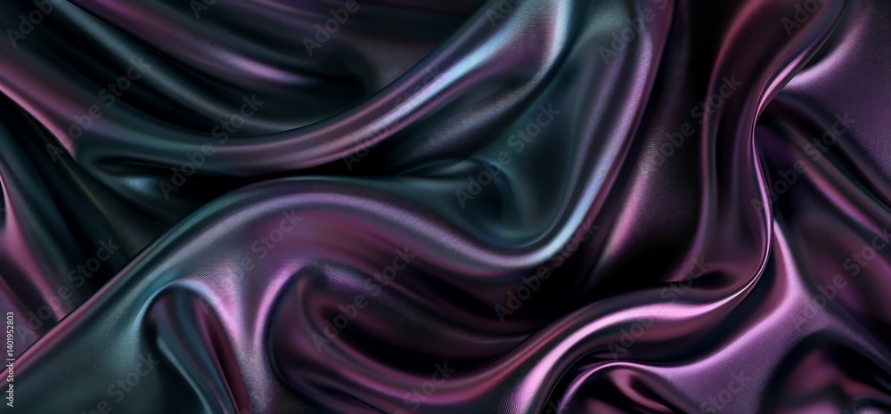 Obraz premium Fluid, iridescent fabric drapes in dark hues