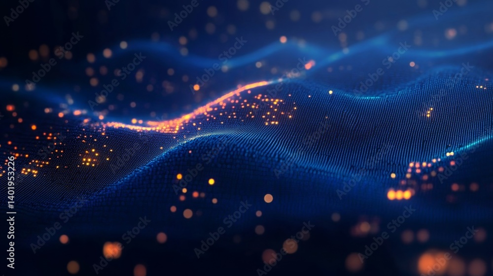 Abstract Digital Background with Binary Code and Glowing Data Flow Abstract Digital Background with Binary Code and Glowing Data Flow