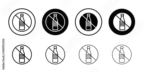 No plastic bottle icon Thin line art collection