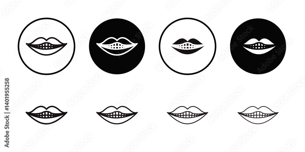 smile with teeth icon Thin line art collection smile with teeth icon Thin line art collection