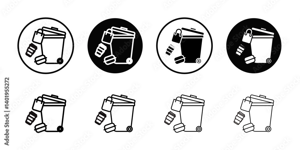 Solid waste icon Thin line art collection Solid waste icon Thin line art collection