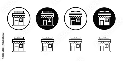 SME, small and medium enterprise icon Thin line art collection