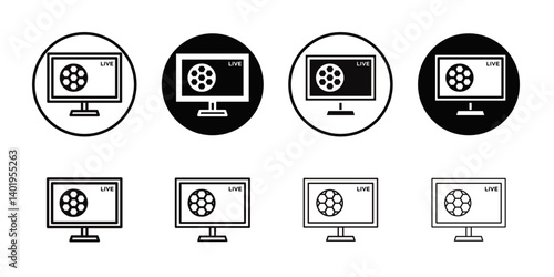 Soccer Live Match On TV icon Thin line art collection