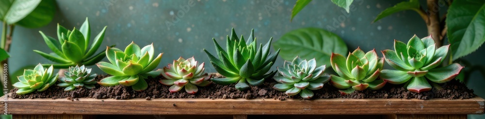 Artificial succulents on shelves , artificial, fake plant Artificial succulents on shelves , artificial, fake plant
