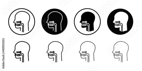Swallowing reflex icon Thin line art collection