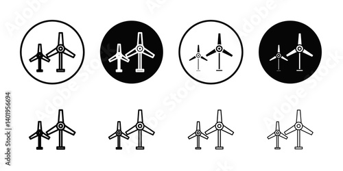 Wind turbine icon Thin line art collection