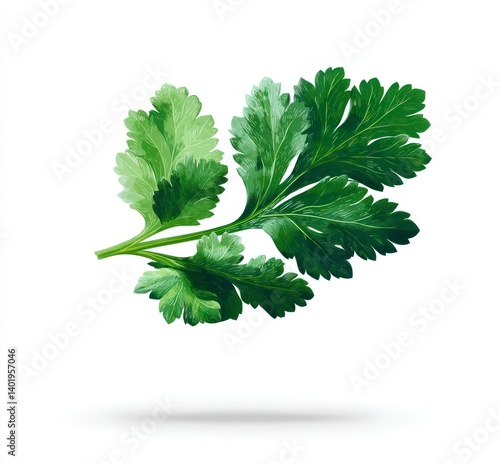 Isolated Parsley Sprig Illustration Fresh Green Herb Food Ingredient Vector