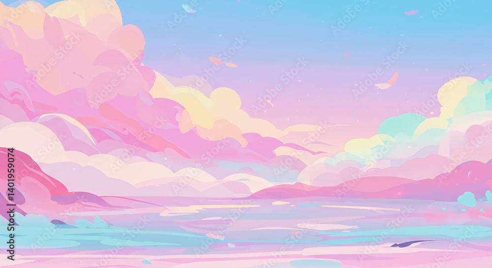 Fototapeta premium Pastel Dreamscape AI Generated