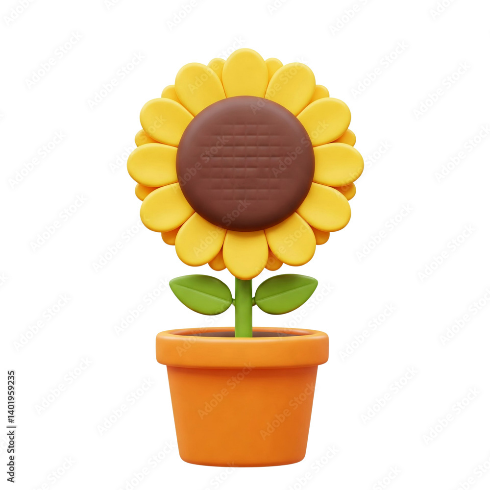 Obraz premium 3d icon illustration of a sunflower on the pot