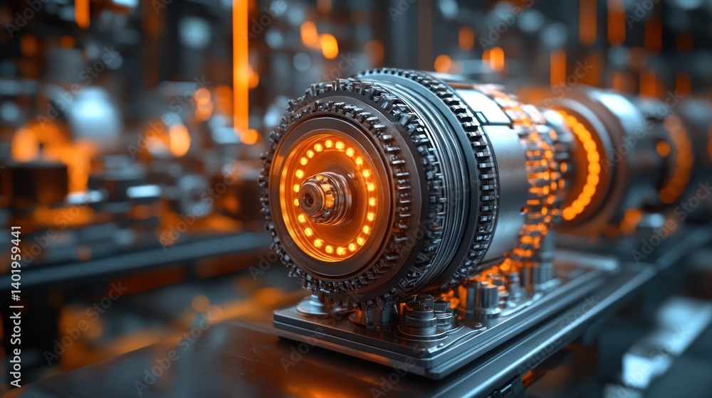 Fototapeta premium Futuristic Engine: Technological Marvel in Industrial Setting