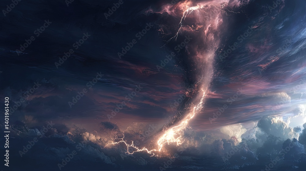 Obraz premium Powerful storm clouds with lightning