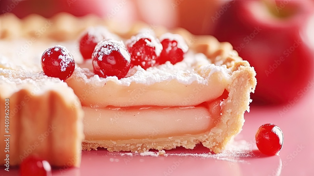 Close-up of a sweet, sliced tart Close-up of a sweet, sliced tart
