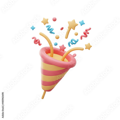 3d icon illustration of a party pooper