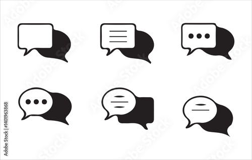 Comment icon speech bubble symbol. Speech bubble collection. Chat thin line icon set. Contains speech bubbles, messages, and inboxes. Vector Illustration