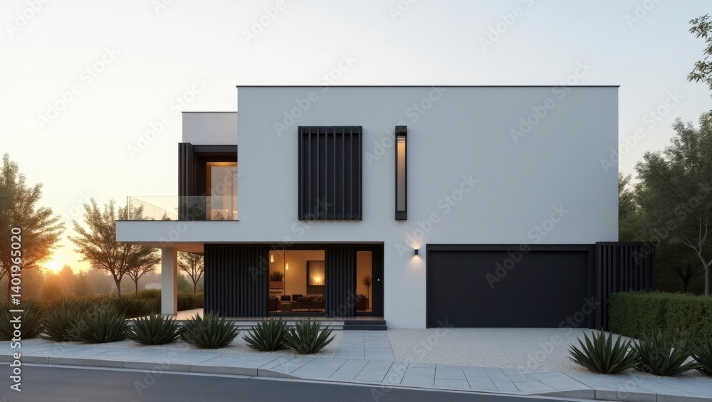 Stylish modern house with a unique design featuring open spaces and expansive glass offering stunning views and a connection to the beautiful outdoor environment Stylish modern house with a unique design featuring open spaces and expansive glass offering stunning views and a connection to the beautiful outdoor environment