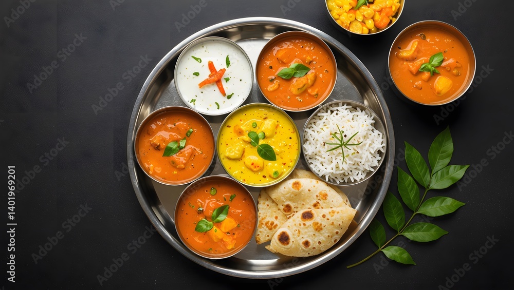 South Indian Lunch Served in Traditional Style South Indian Lunch Served in Traditional Style