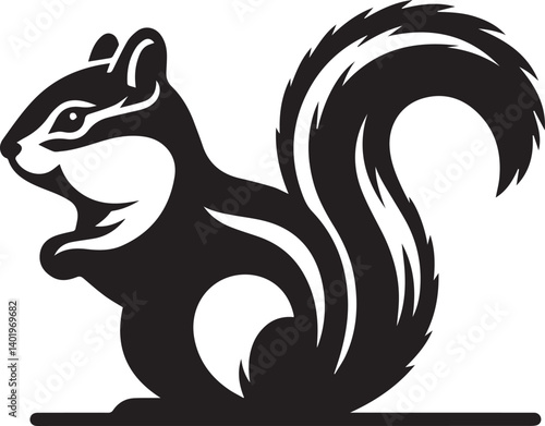 black and white squirrel, squirrel illustration, squirrel silhouette vector isolated on white background
