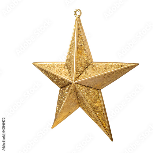 Christmas gold star on white background