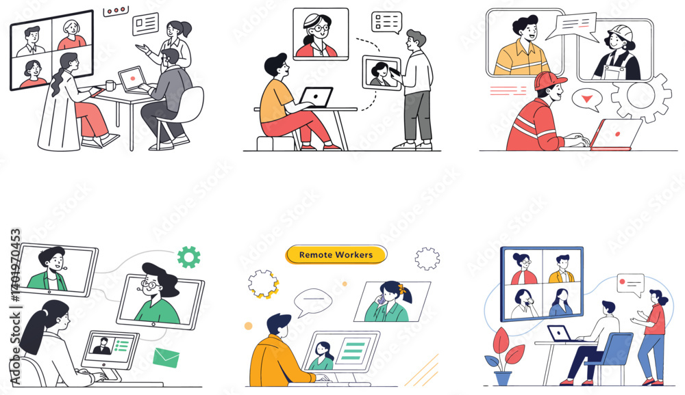 Flat Illustration of Business Teamwork, Meetings, and Professional Success. Flat Illustration of Business Teamwork, Meetings, and Professional Success.