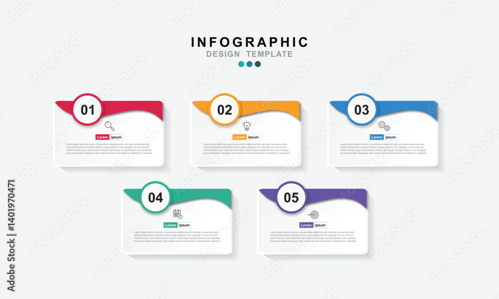 Infographic 5 options design elements for your business data. Vector Illustration.