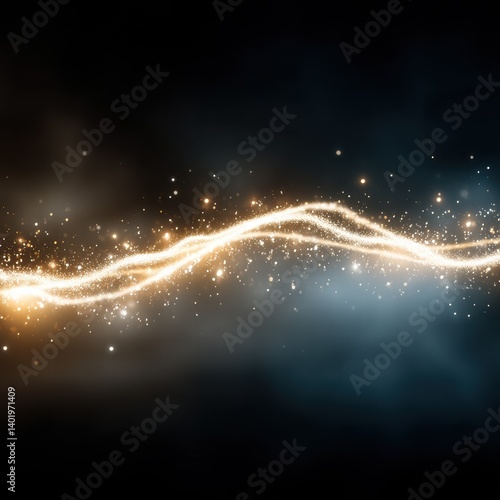 Ethereal Light Trails with Sparkles and Abstract Dark Background