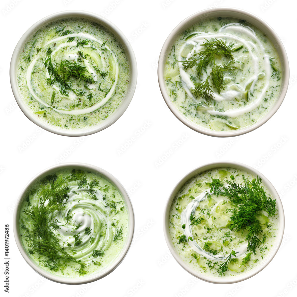 Obraz premium Chilled Cucumber Soup with Dill & Yogurt