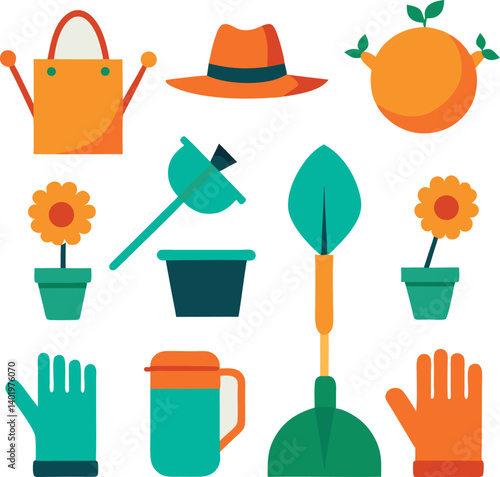 different-gardening-vector-element-set