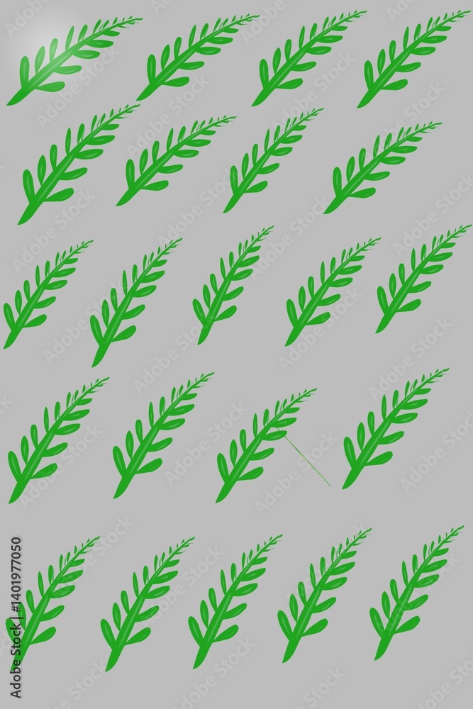 green leaves seamless patternIllustration of green leaves on a gray background 