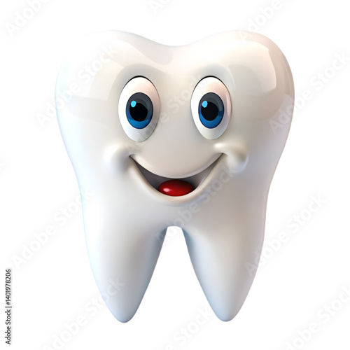 Happy smiling tooth cartoon character dental care hygiene
