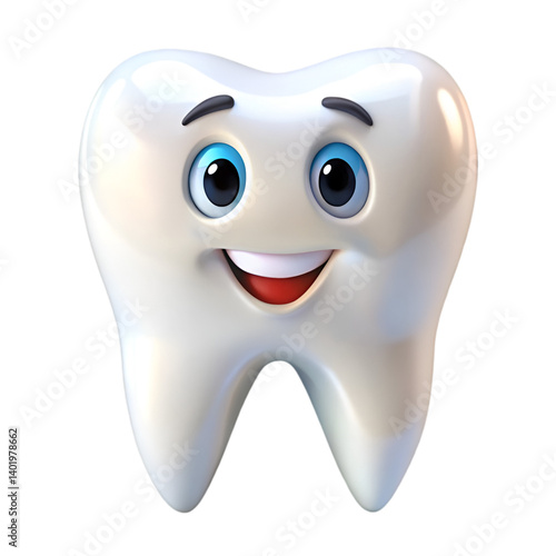 Happy smiling tooth cartoon character dental care hygiene

