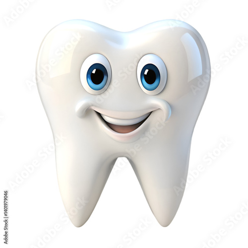 Happy smiling tooth cartoon character dental care hygiene
