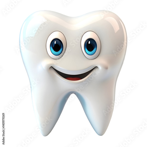 Happy smiling tooth cartoon character dental care hygiene
