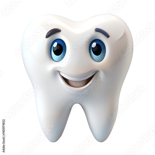 Happy smiling tooth cartoon character dental care hygiene
