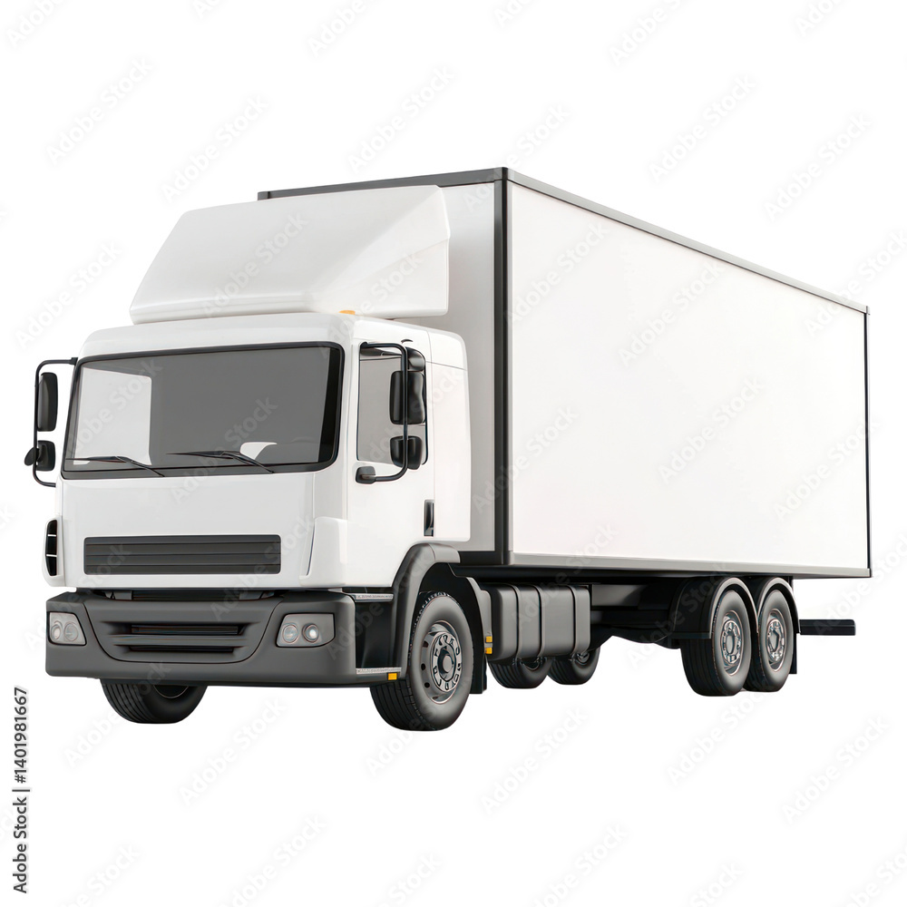 Delivery truck in action on a cutout background urban environment high-quality image for marketing Delivery truck in action on a cutout background urban environment high-quality image for marketing