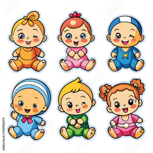 Cute baby characters set