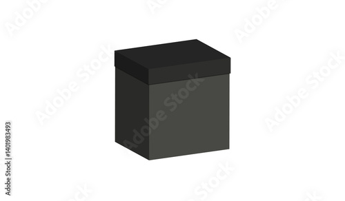 Black box for gifts and packaging isolated on transparent background.
