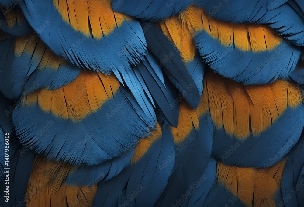 Obraz premium feathers exotic parrot texture blue natural plumage macaw coat feather abstract harlequin colours beak green colourful gorgeous bright yellow saturated fluffy tropical wing bird macro tropics