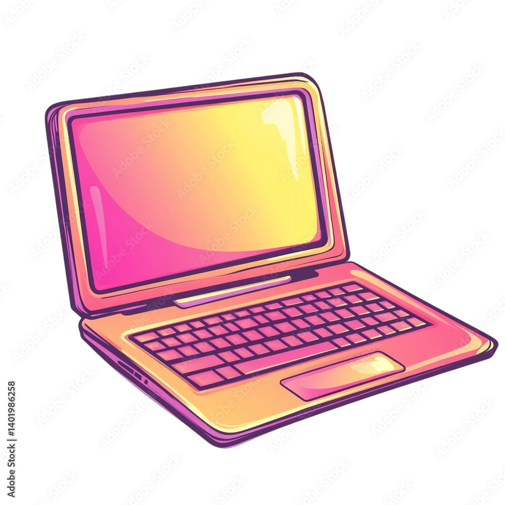 Stylish pink laptop vibrant design modern technology