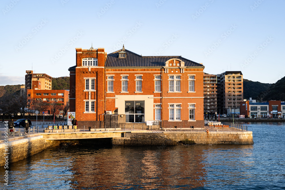 Naklejka premium 福岡県の観光地、門司港の夕景 門司港レトロ