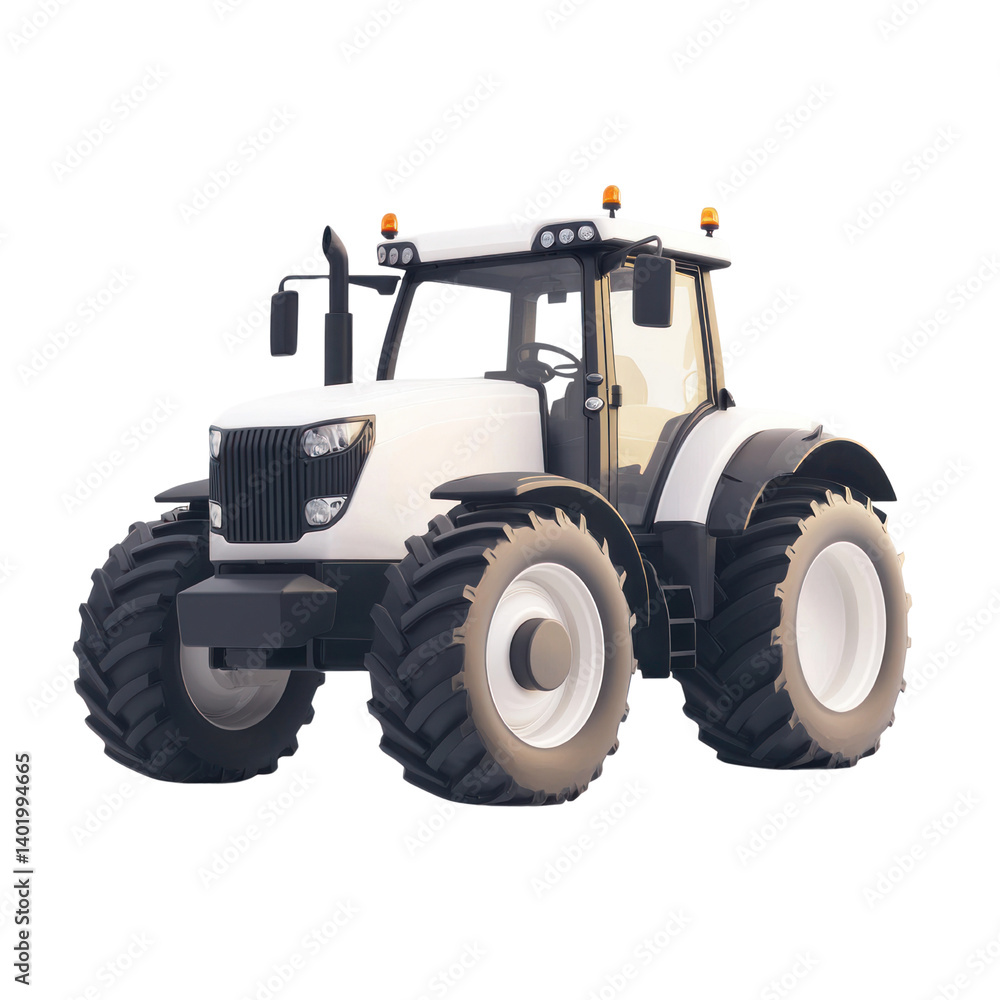 Obraz premium Agricultural action tractor illustration farm landscape cutout background vibrant environment side view concept